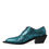 Thumbnail: Dolce & Gabbana Blue Leather Derby Block Heels Dress Shoes