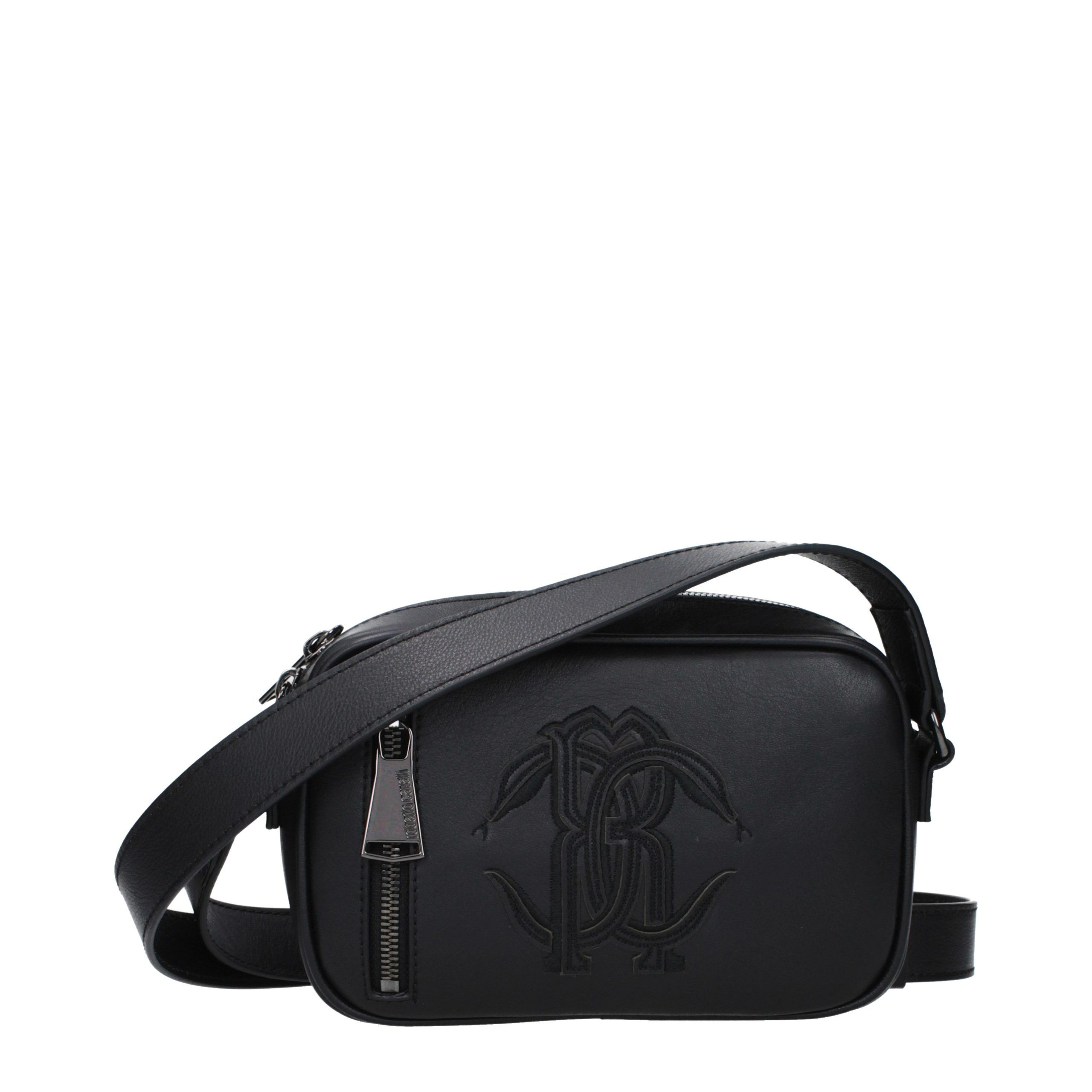 Roberto Cavalli Black Leather Crossbody Bag