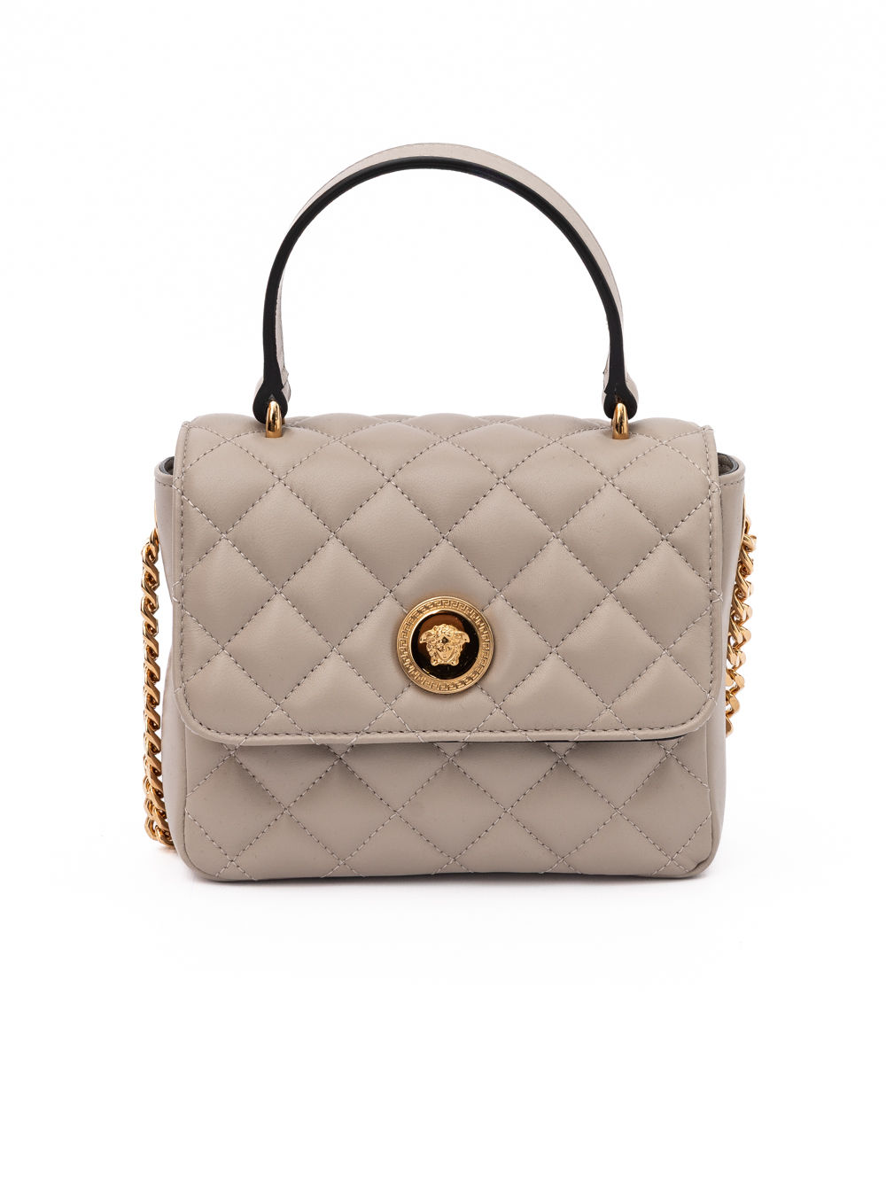 Versace Taupe Quilted Leather Handbag