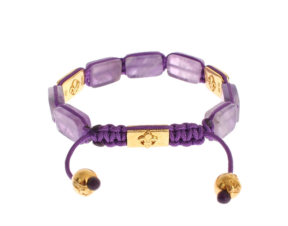 Thumbnail: Nialaya CZ Amethyst 18K Gold 925 Bracelet