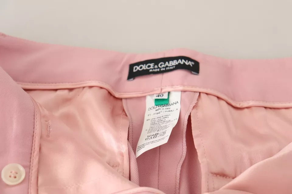 Thumbnail: Dolce & Gabbana Pink Wool Mid Waist Tapered Pants
