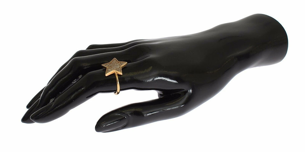 Thumbnail: Nialaya Star Gold 925 Silver Womens Clear Ring