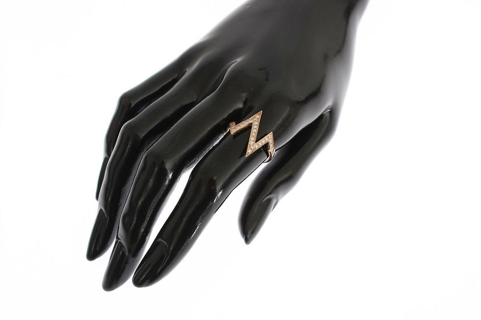 Thumbnail: Nialaya Pink Gold 925 Silver Womens Clear Ring
