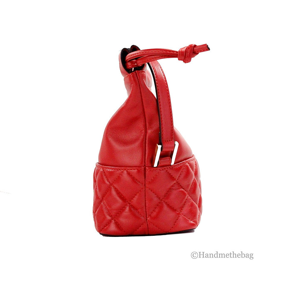 Thumbnail: Versace Red Quilted Leather Drawstring Shoulder Bag Bucket Crossbody Handbag