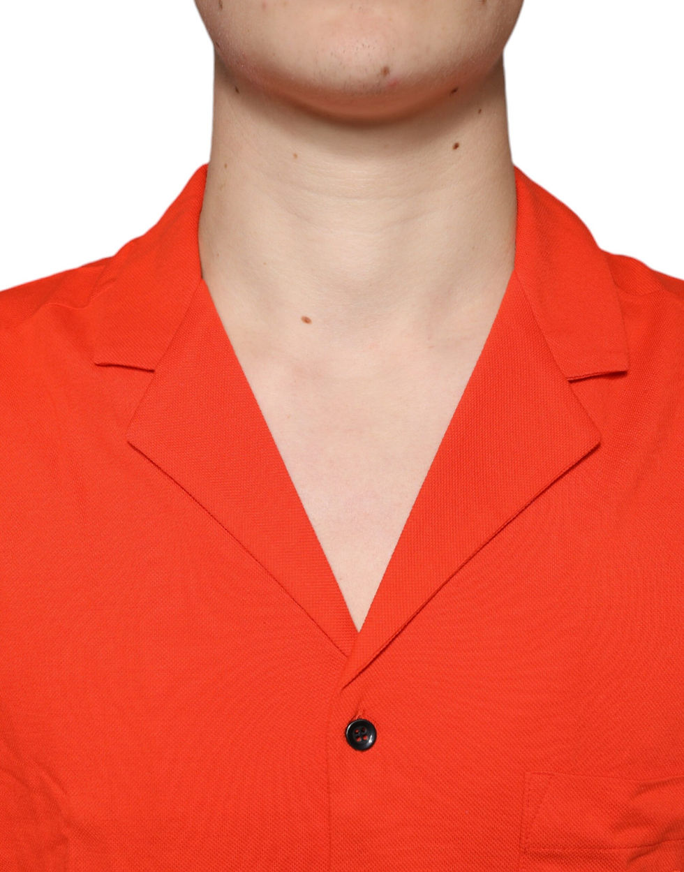 Thumbnail: Dolce & Gabbana Orange Cotton Button Down Casual Polo Shirt