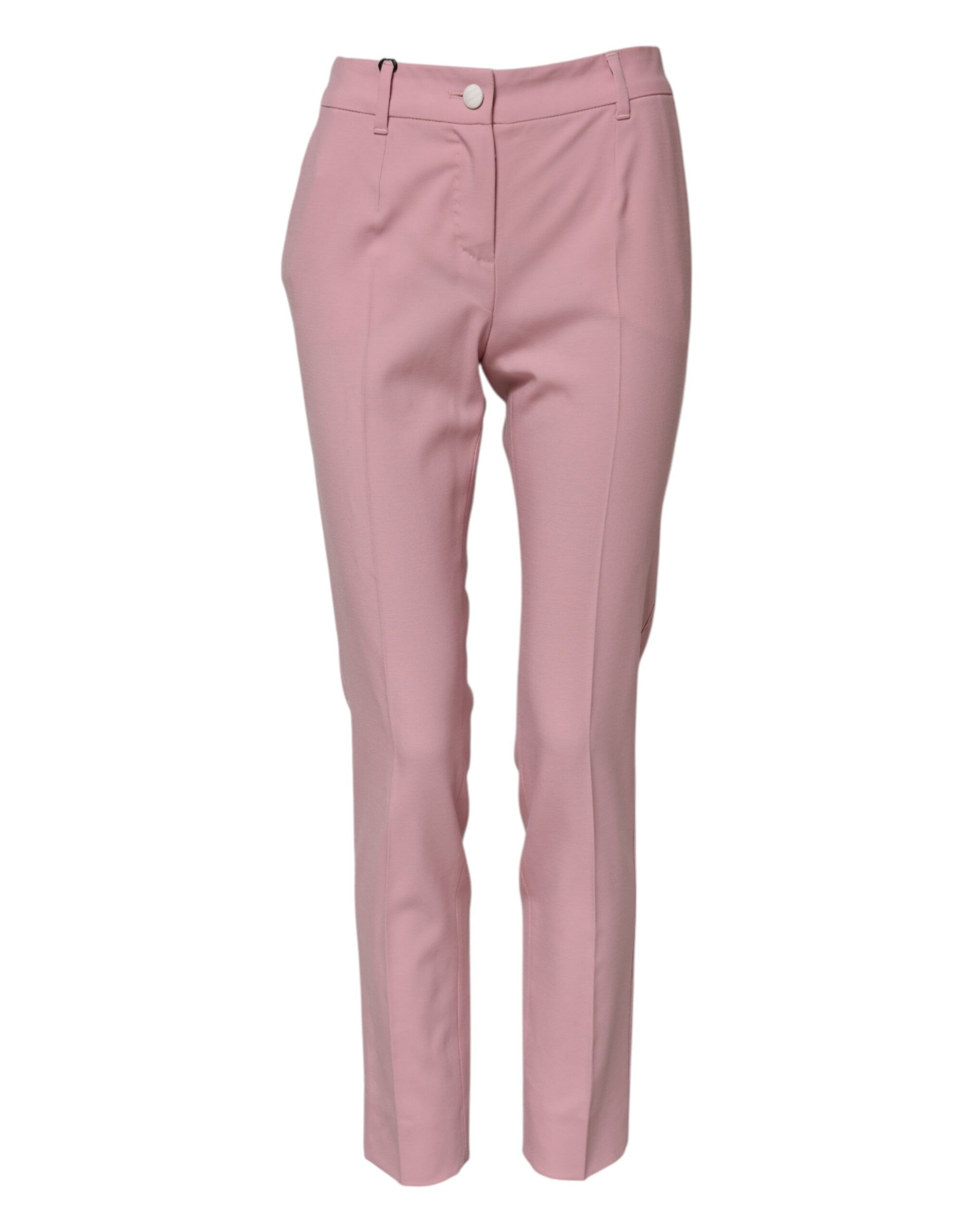 Dolce & Gabbana Pink Wool High Waist Tapered Pants