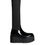Thumbnail: Dolce & Gabbana Black Leather Jersey Knee High Boots Shoes