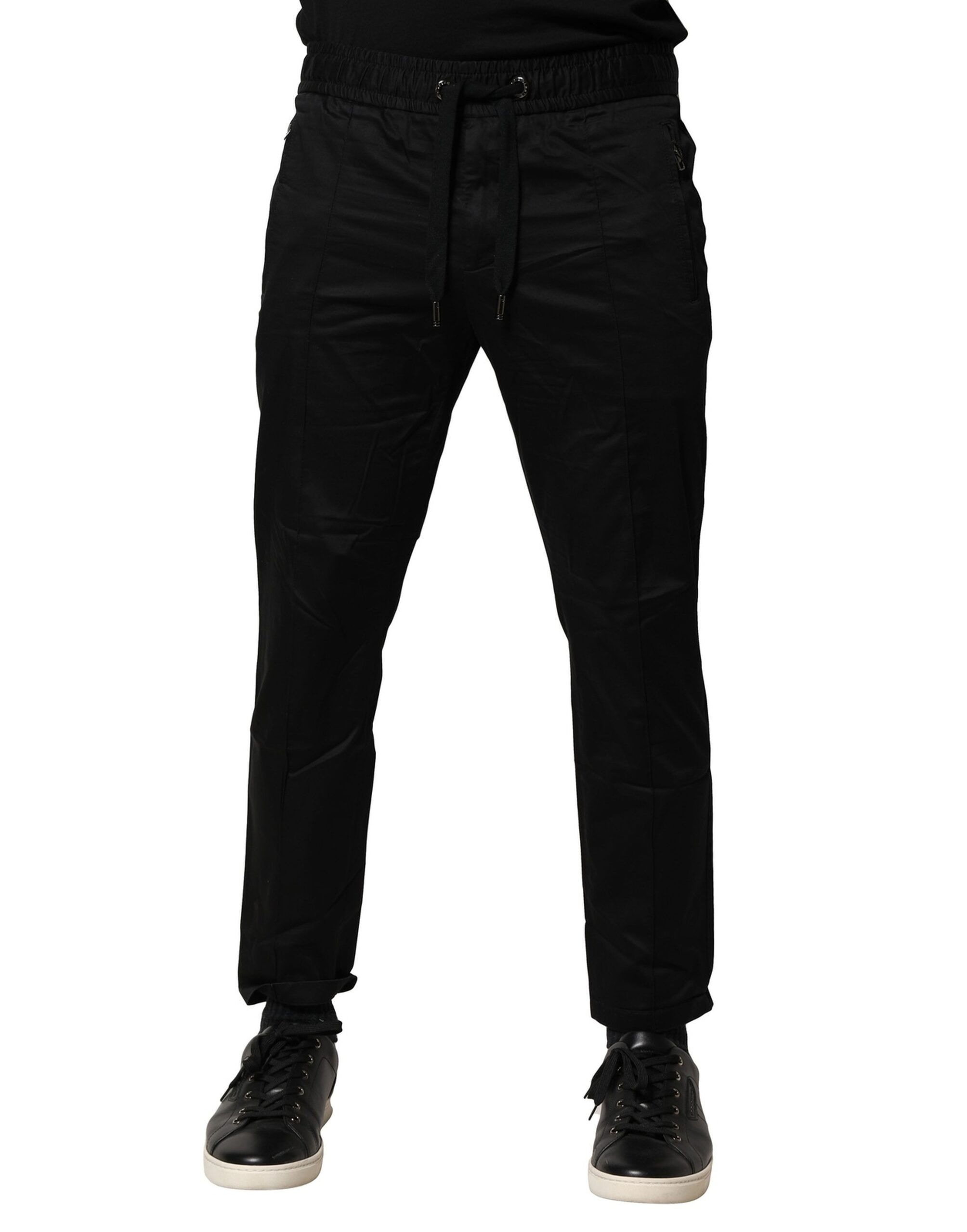 Dolce & Gabbana Black Cotton Mid Waist Jogger Pants