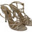 Thumbnail: Dolce & Gabbana Gold Silk Ankle Strap Heels Sandals Shoes