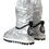Thumbnail: Dolce & Gabbana Metallic Silver Quilted Logo Patch Boot Shoes