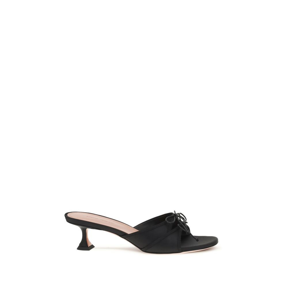 Amina Muaddi Black Silk Sandals