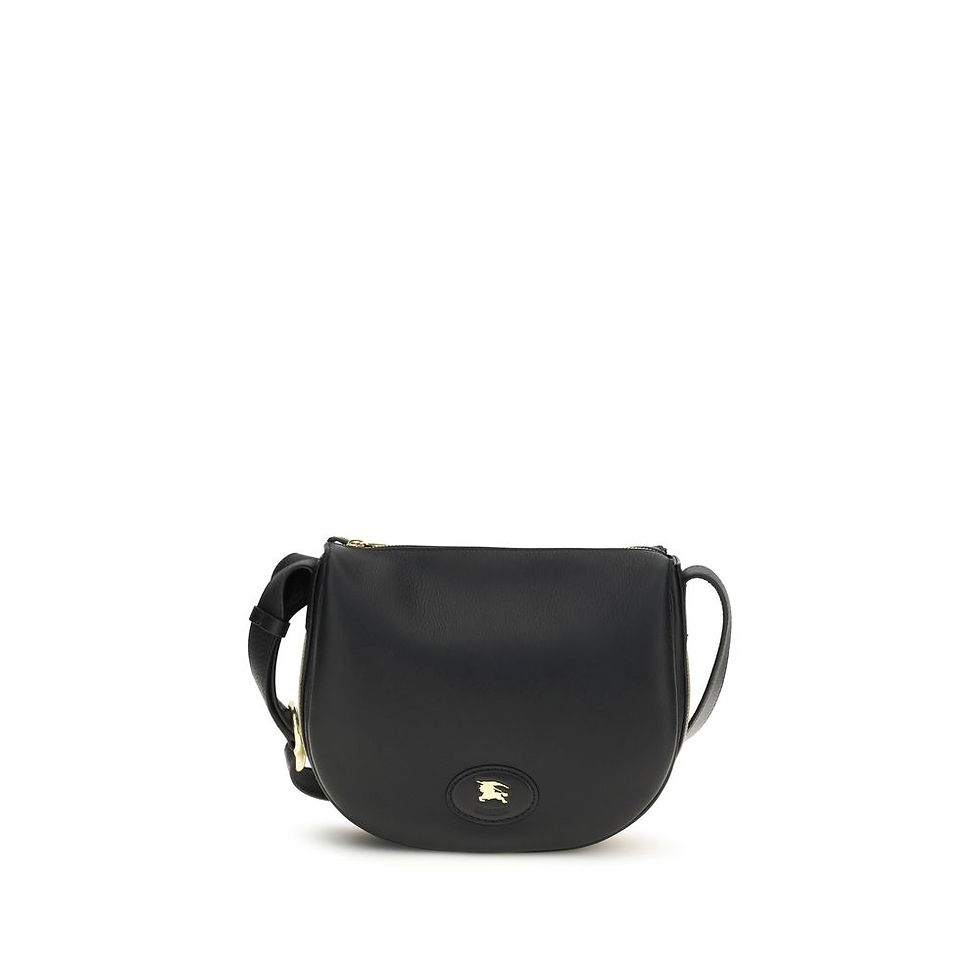 Thumbnail: Burberry Black Calf Leather Bos Taurus Shoulder Bag