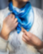 Cyanotype silk scarf "Banana tree" by Kyano Studio