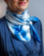 Dahlia cyanotype silk scarf, KYANO silk twill scarf, flower-inspired silk scarf, Kyano Studio luxury accessories