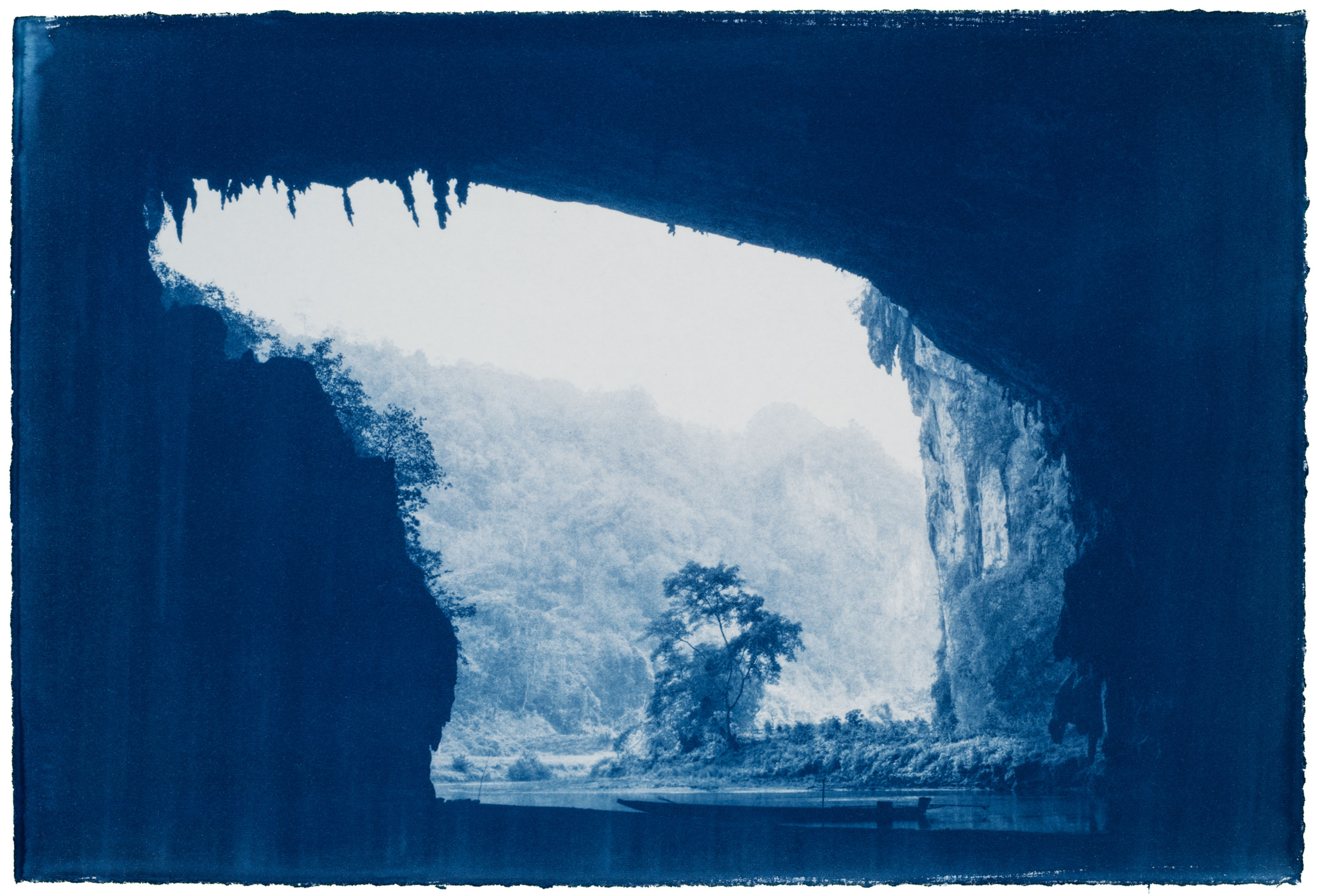 Ba Be Lake cave Vietnam cyanotype photography by Kyano Studio, Paris