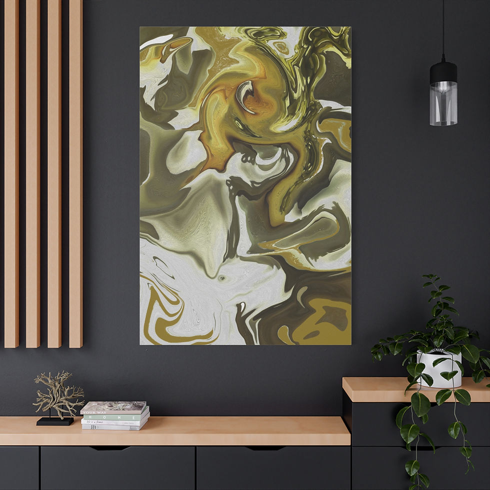थंबनेल: Magnolia 1 Abstract Olive & Gold Swirl Canvas