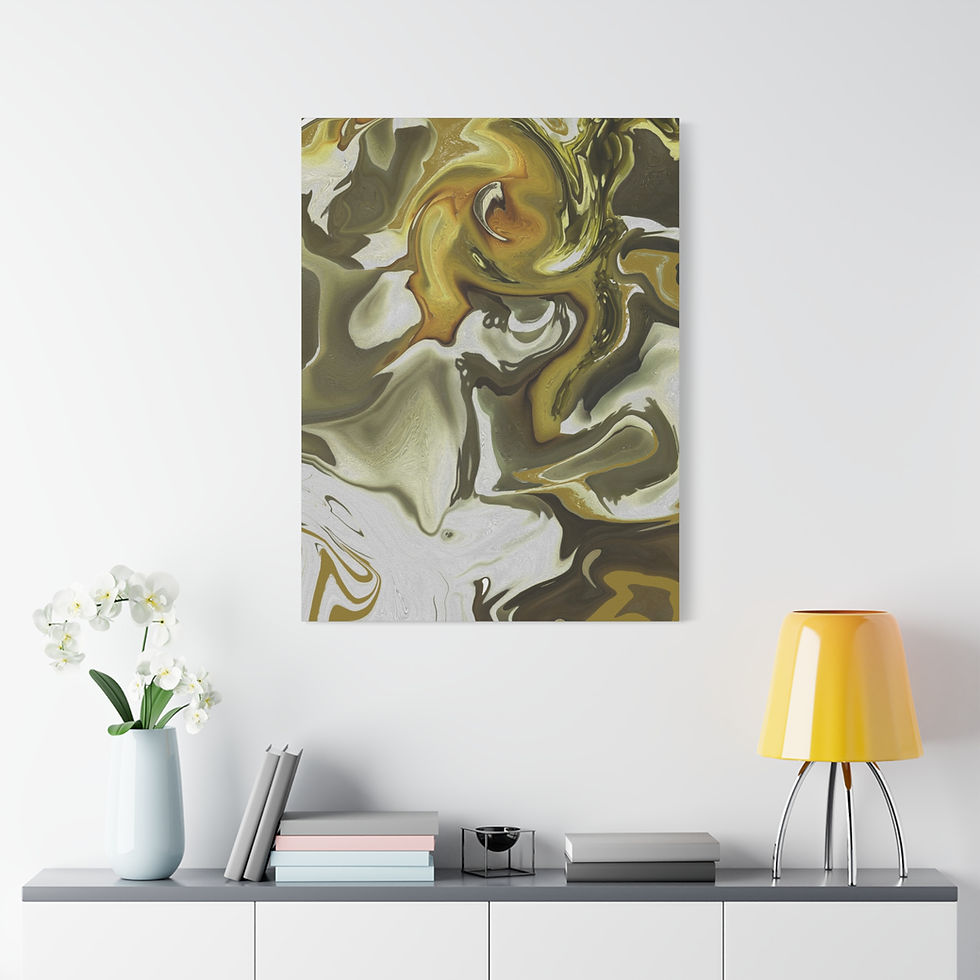Magnolia 1 Abstract Olive & Gold Swirl Canvas