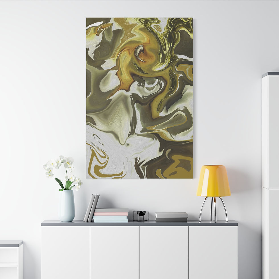 Miniatura: Magnolia 1 Abstract Olive & Gold Swirl Canvas