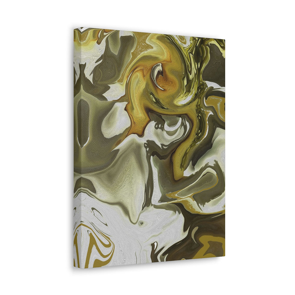 Thumbnail: Magnolia 1 Abstract Olive & Gold Swirl Canvas