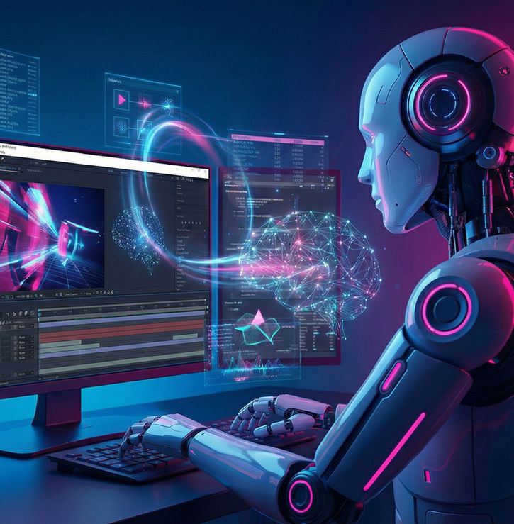 Imagem futurística de um robô editando no After Effects