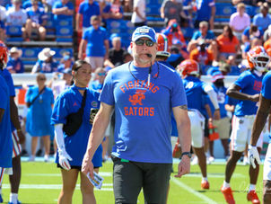 File photo: Florida coach Jon Sumrall walks on the field before the Sept. 26, 2026, game against Ole Miss.