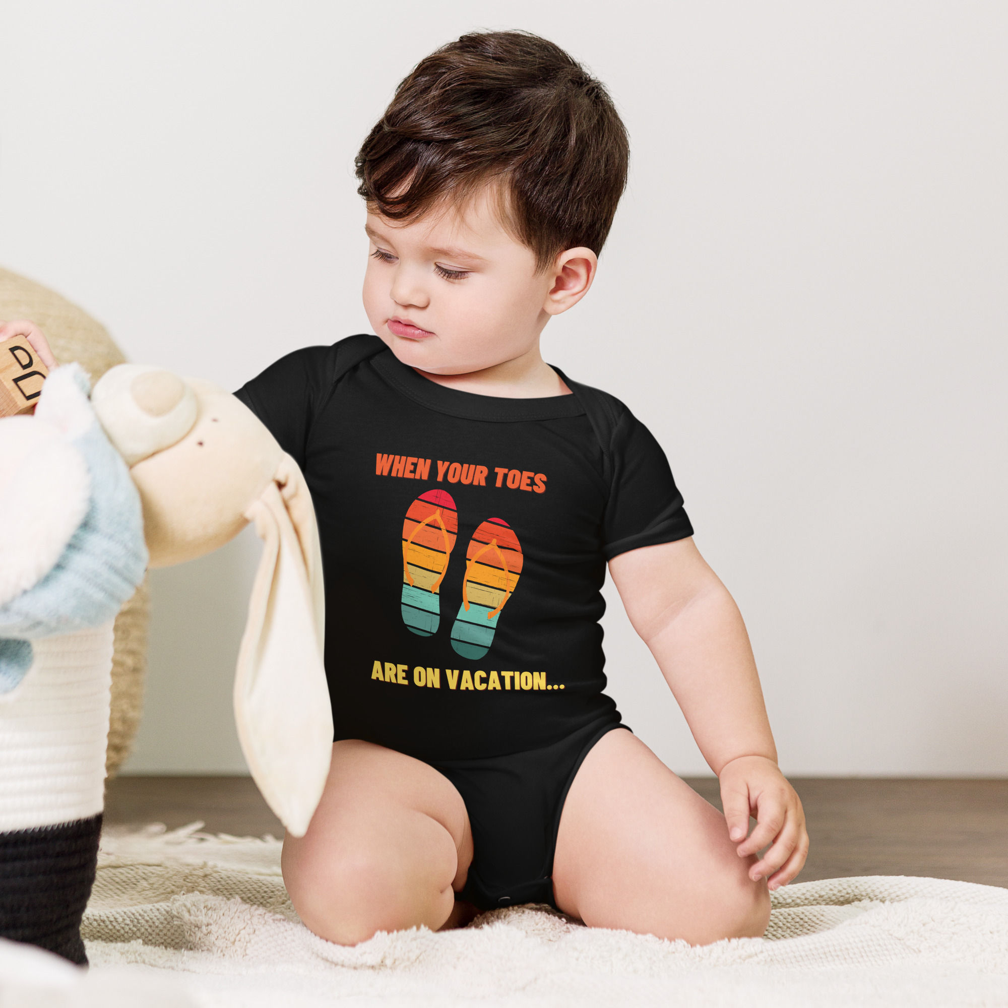 Toes On Vacation Baby Onesie