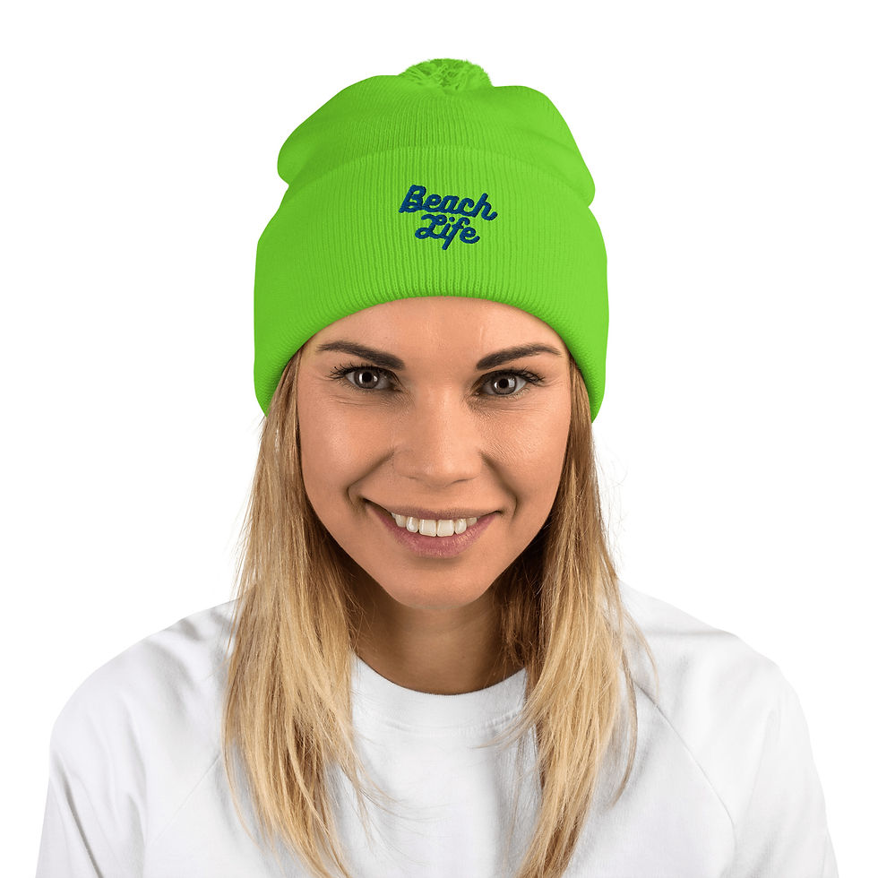 Thumbnail: Beach Life Pom-Pom Beanie - Blue
