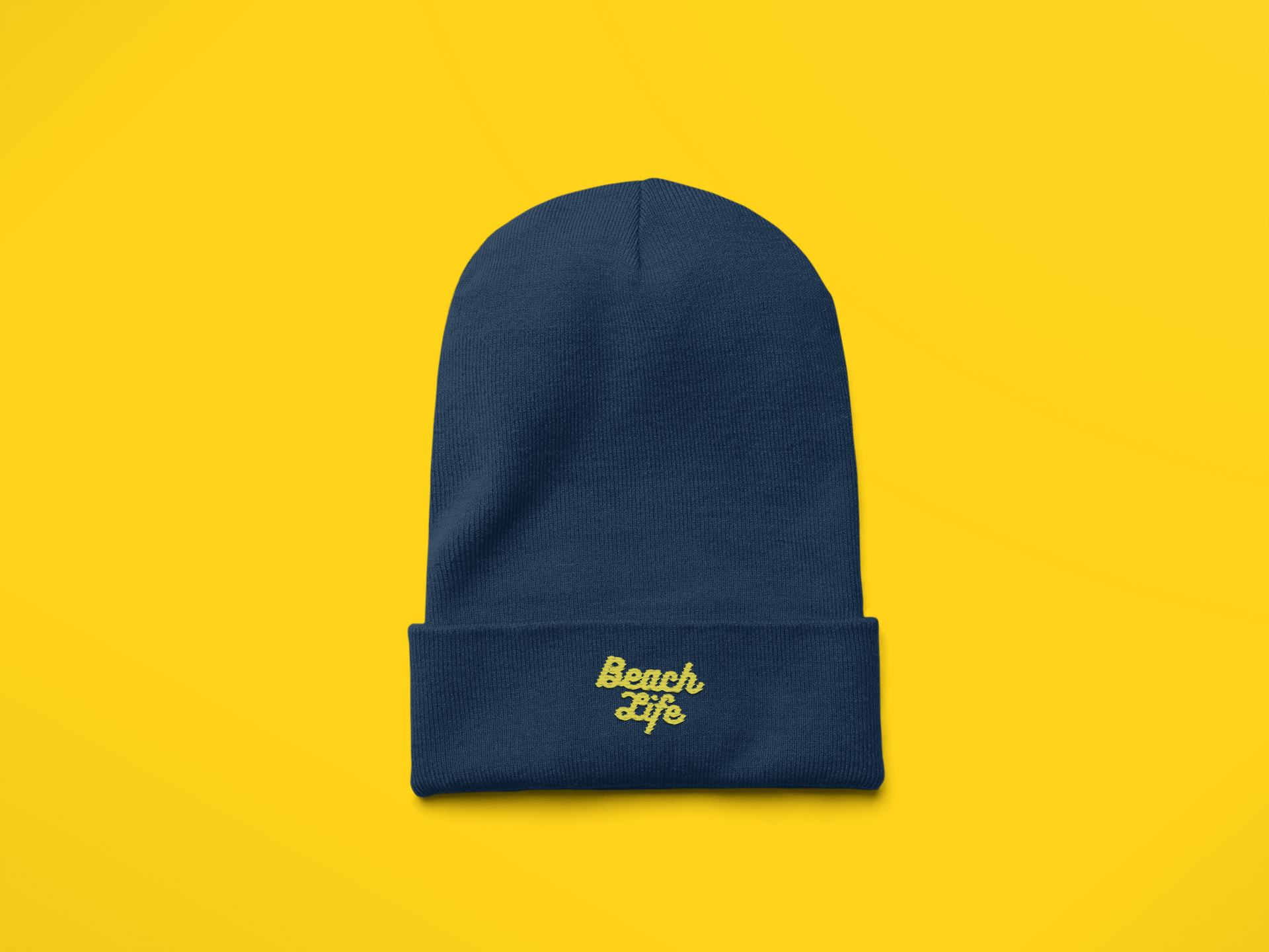 Beach Life Cuffed Beanie - Yellow