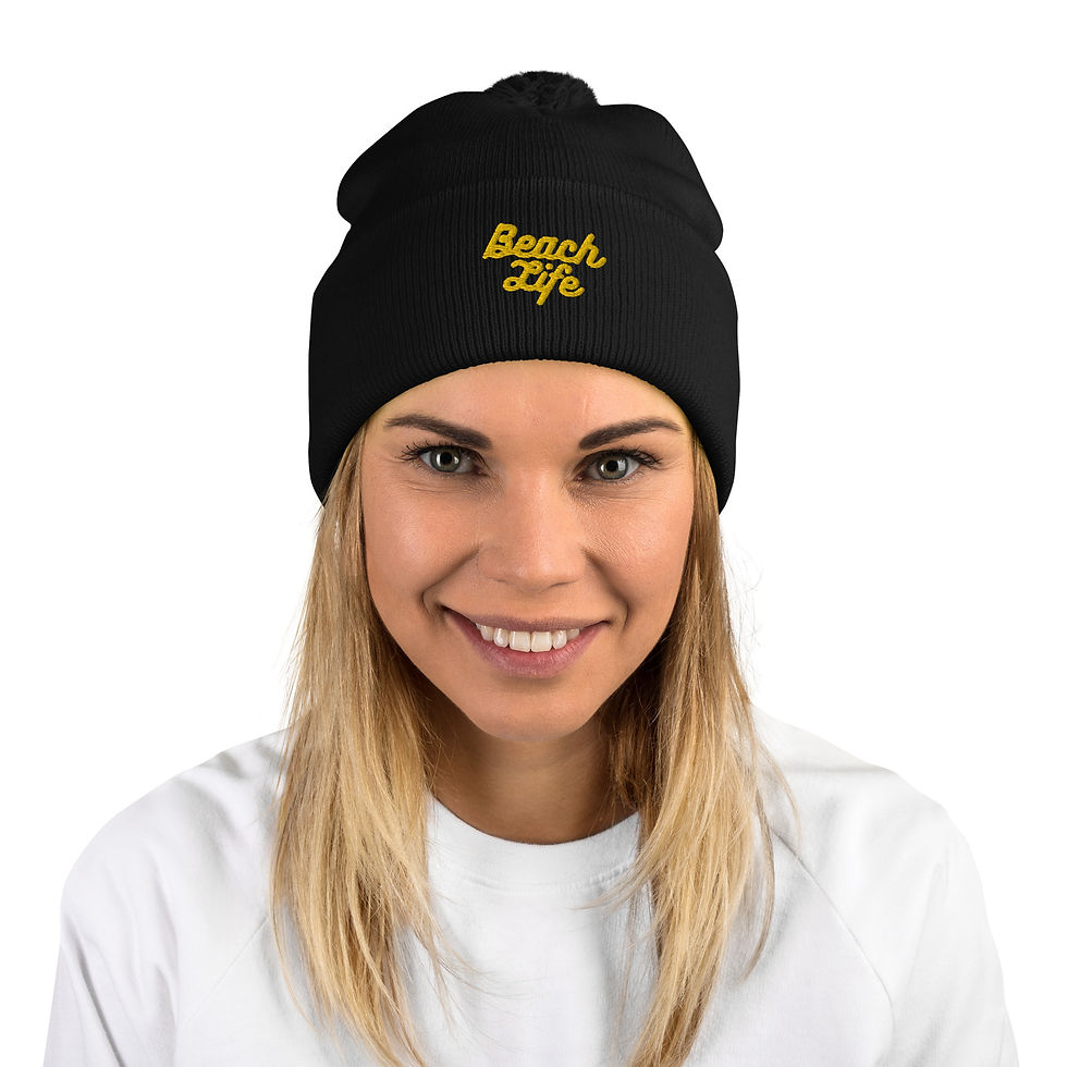 Thumbnail: Beach Life Pom-Pom Beanie - Yellow