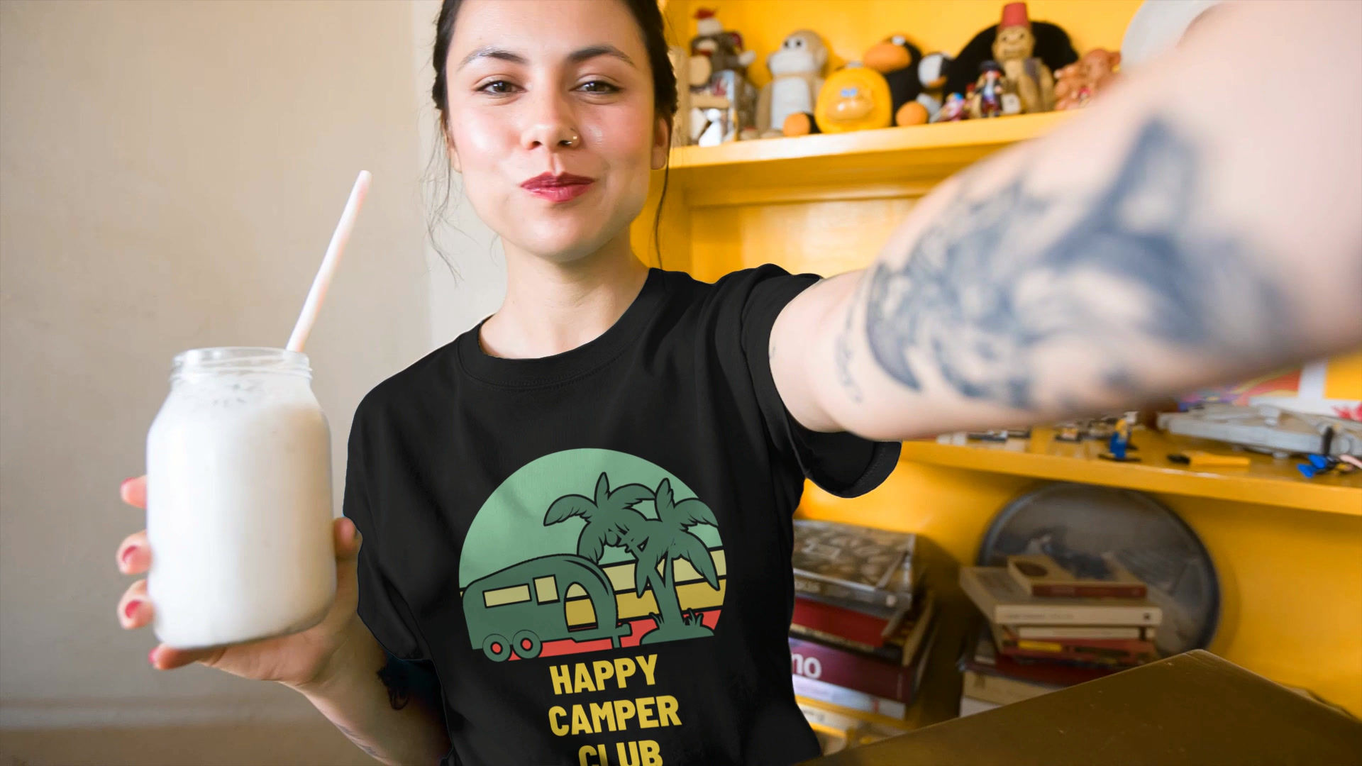 Happy Camper Club T-Shirt Yellow