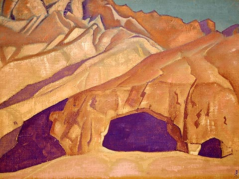 Николай Рерих. Скалы с буддийскими пещерами. 1927 г.