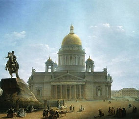 Максим Воробьев. Исаакиевский собор и памятник Петру I. 1844.