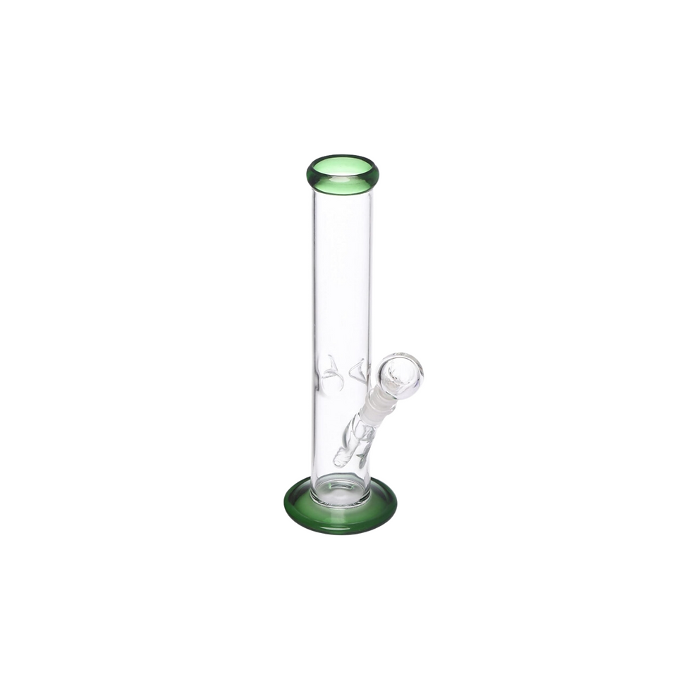 Thumbnail: "Stylish green glass bong with ice notches and wide base"