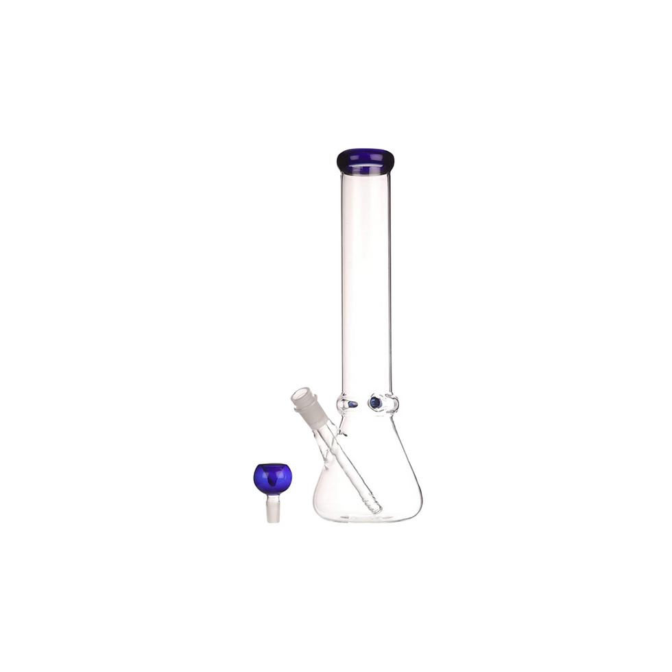 Thumbnail: "Vibrant blue water bong with clear glass chamber"