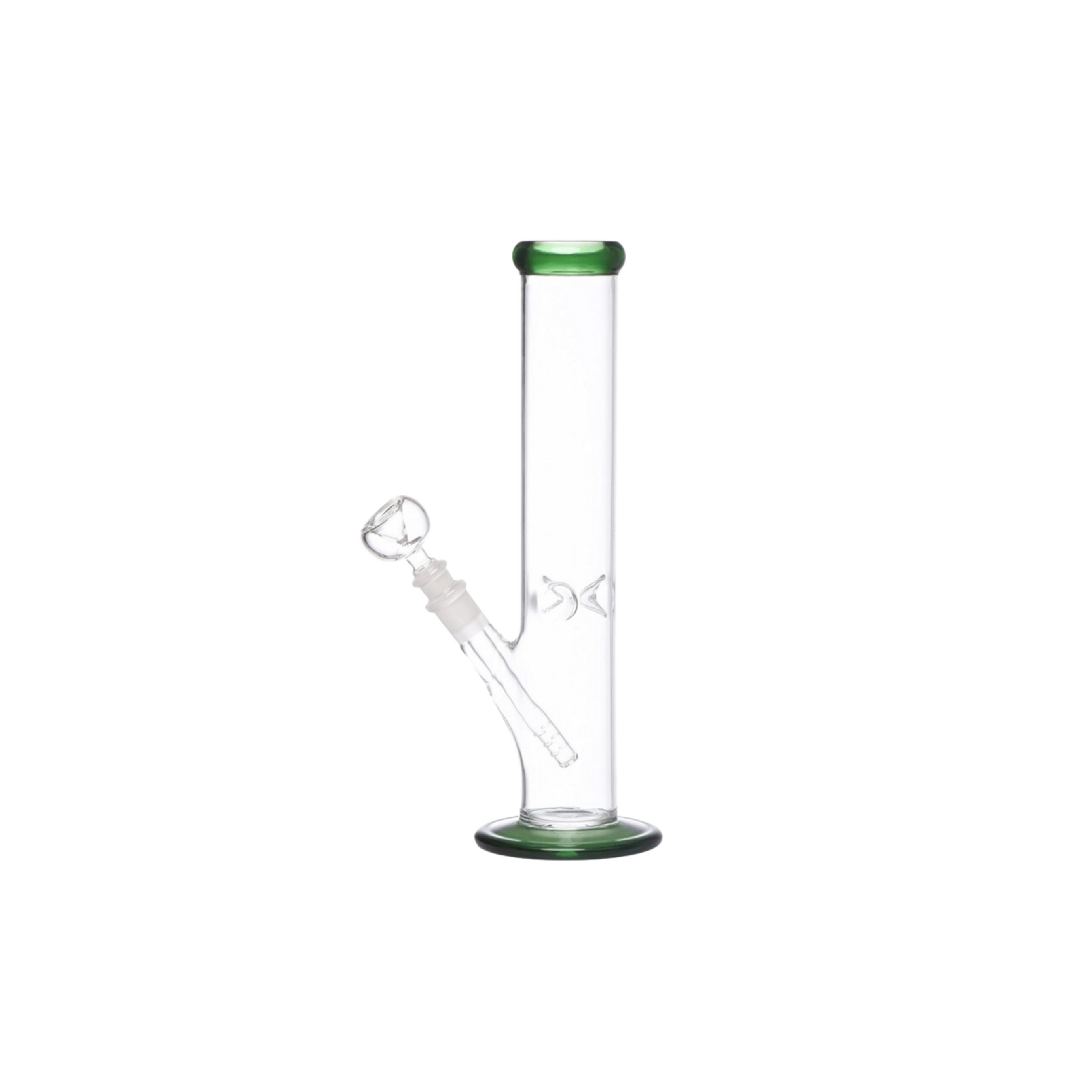 "Green glass ice waterpipe bong with clear base and ice catcher"