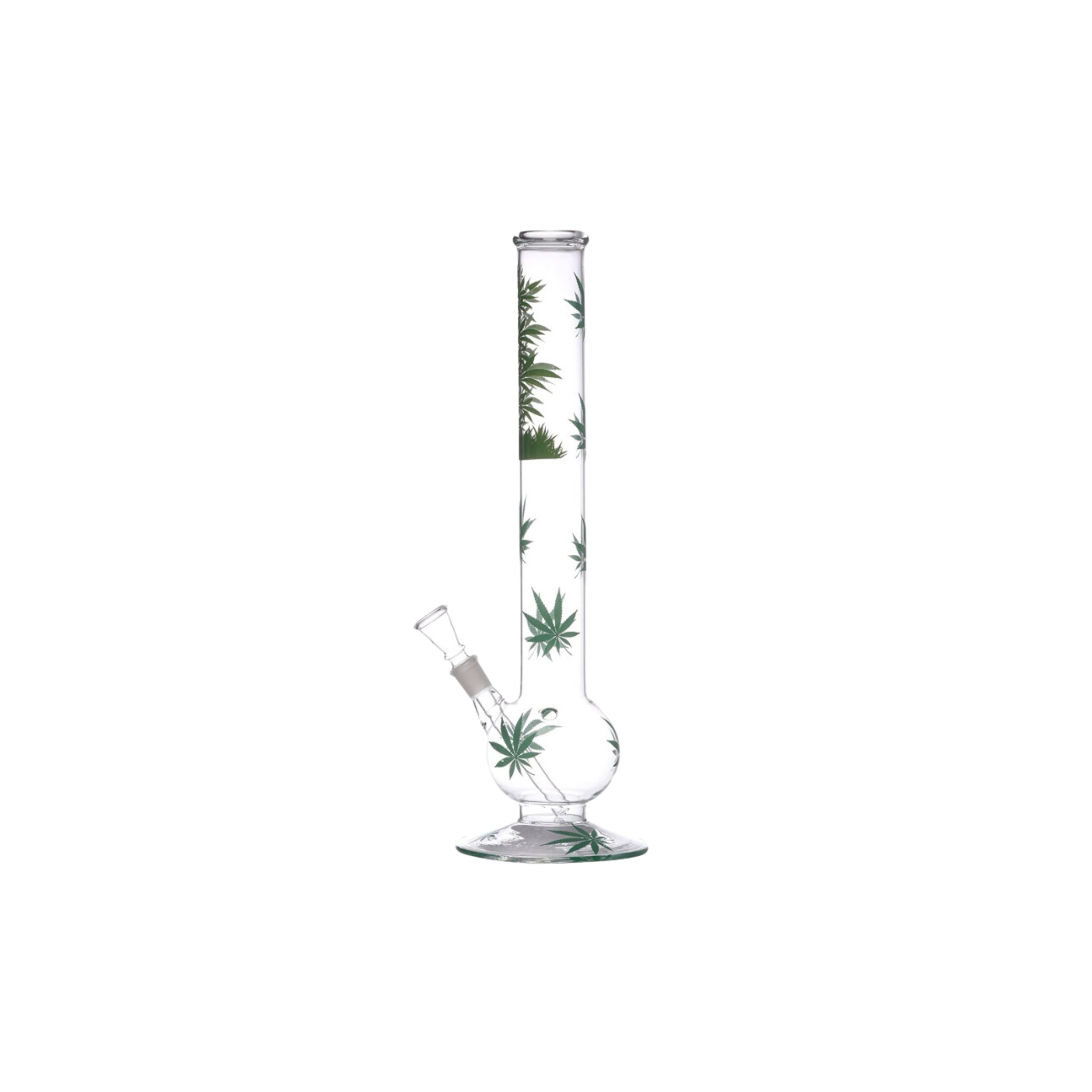 "18 inch glass bong with tall clear tube and thick base"