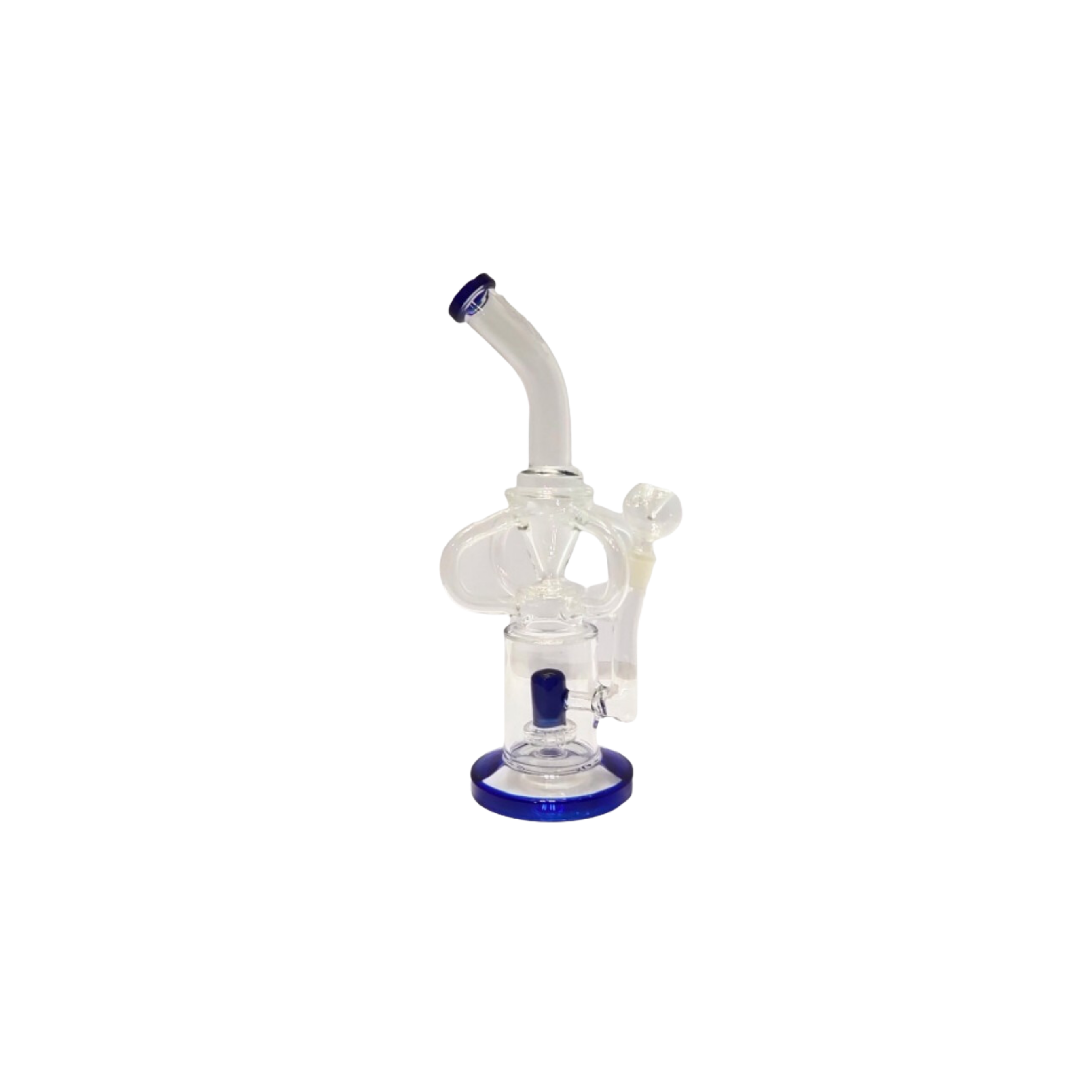 "12 inch blue glass bong with sturdy base and straight neck"