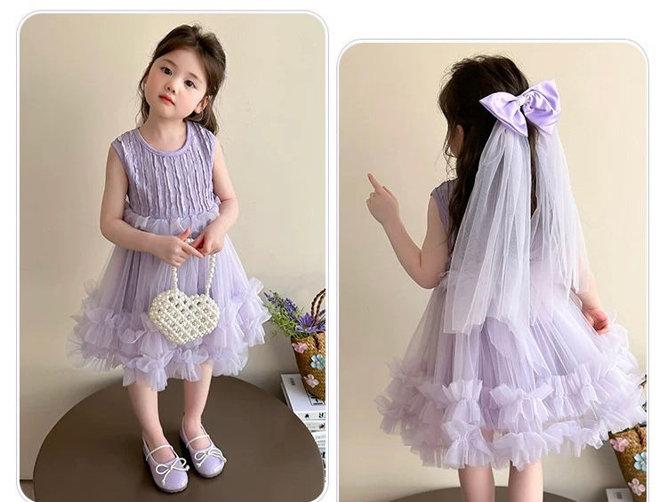 Thumbnail: Purple Cotton Dress for Girls 2-4 Years - Comfortable Daily Wear | Bahrain Kids