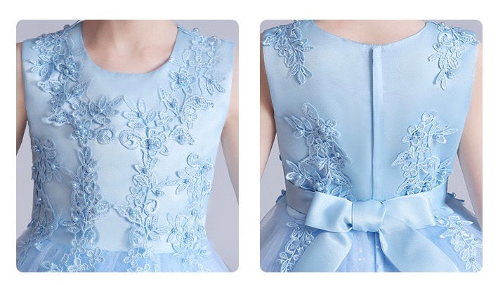 Thumbnail: Stylish Girls Navy Blue Lace Dress - 2-10Y  - Party Wear | Emali Clothing