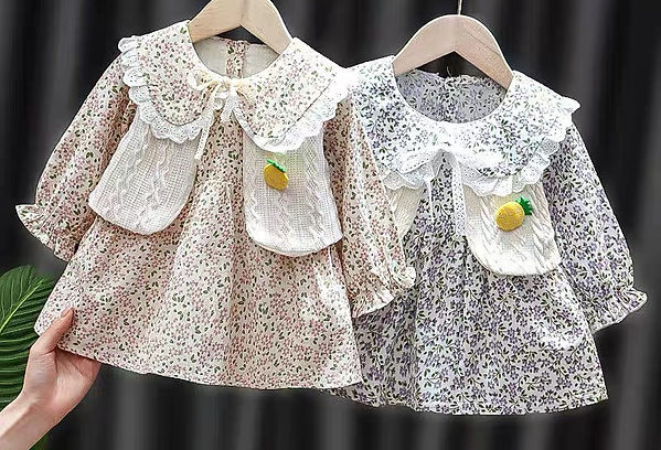 Dress with affixed wool patches