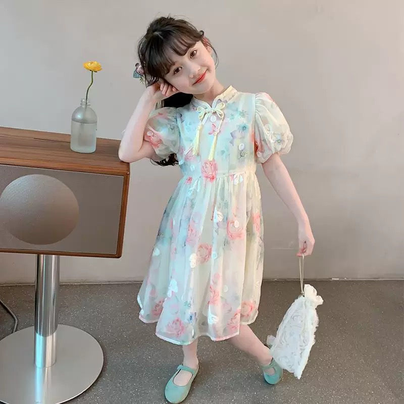 Thumbnail: White and Pink Dress for Girls 2-9 Years | Bahrain Kids