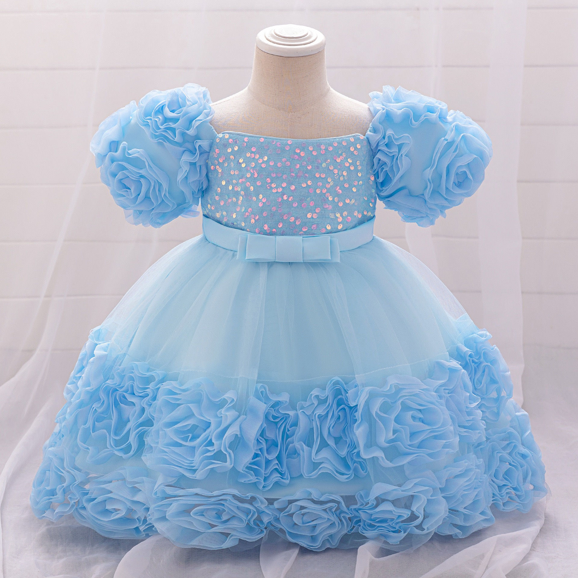 Blue Party Dress for Girls 0-3 Years - Premium Quality | Emali Clothing Bahrain