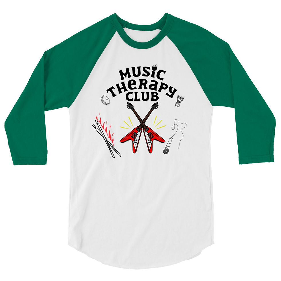 Thumbnail: Music Therapy Hellfire Club Inspo Stranger Things 2 3/4 sleeve raglan shirt