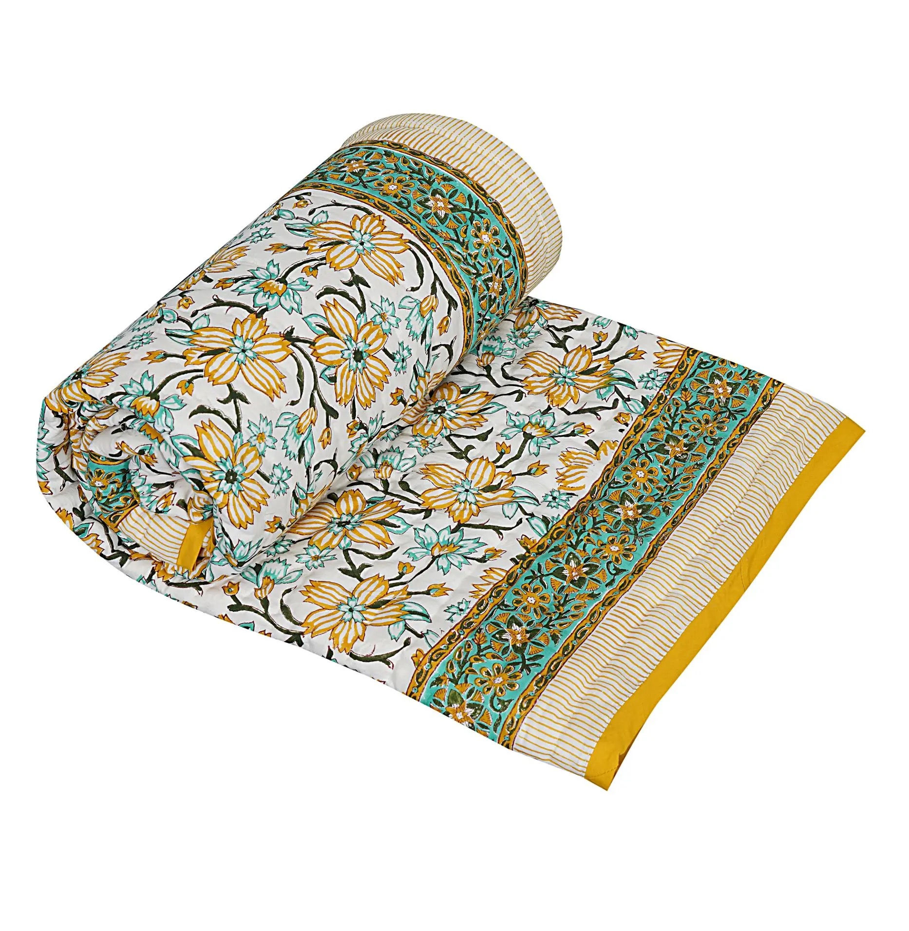 "Sujan Buta" Hand Block Printed Quilt