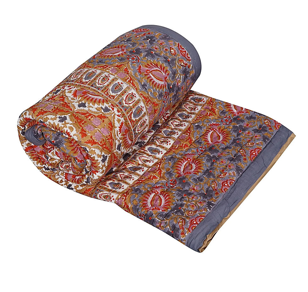 "Mehraab Jaal"Hand Block Printed Quilt
