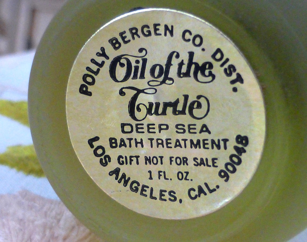 Thumbnail: Rare 1960s Polly Bergen Oil of the Turtle Deep Sea Bath Treatment, 1 oz bottle with frosted glass and jeweled turtle cap
