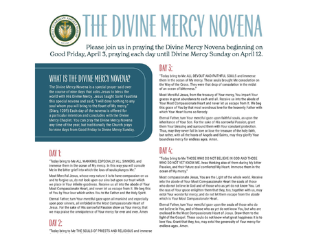 Join us in Praying the Divine Mercy Novena starting on Good Friday!