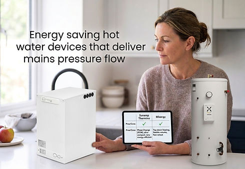 a lady deciding on which hot water product is best for her