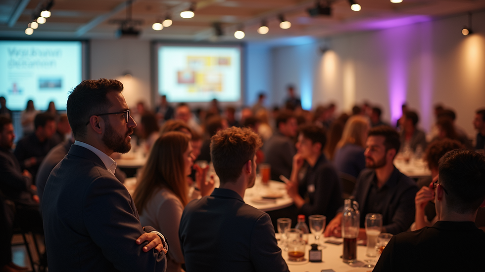 High angle view of a community event with entrepreneurs networking and sharing ideas