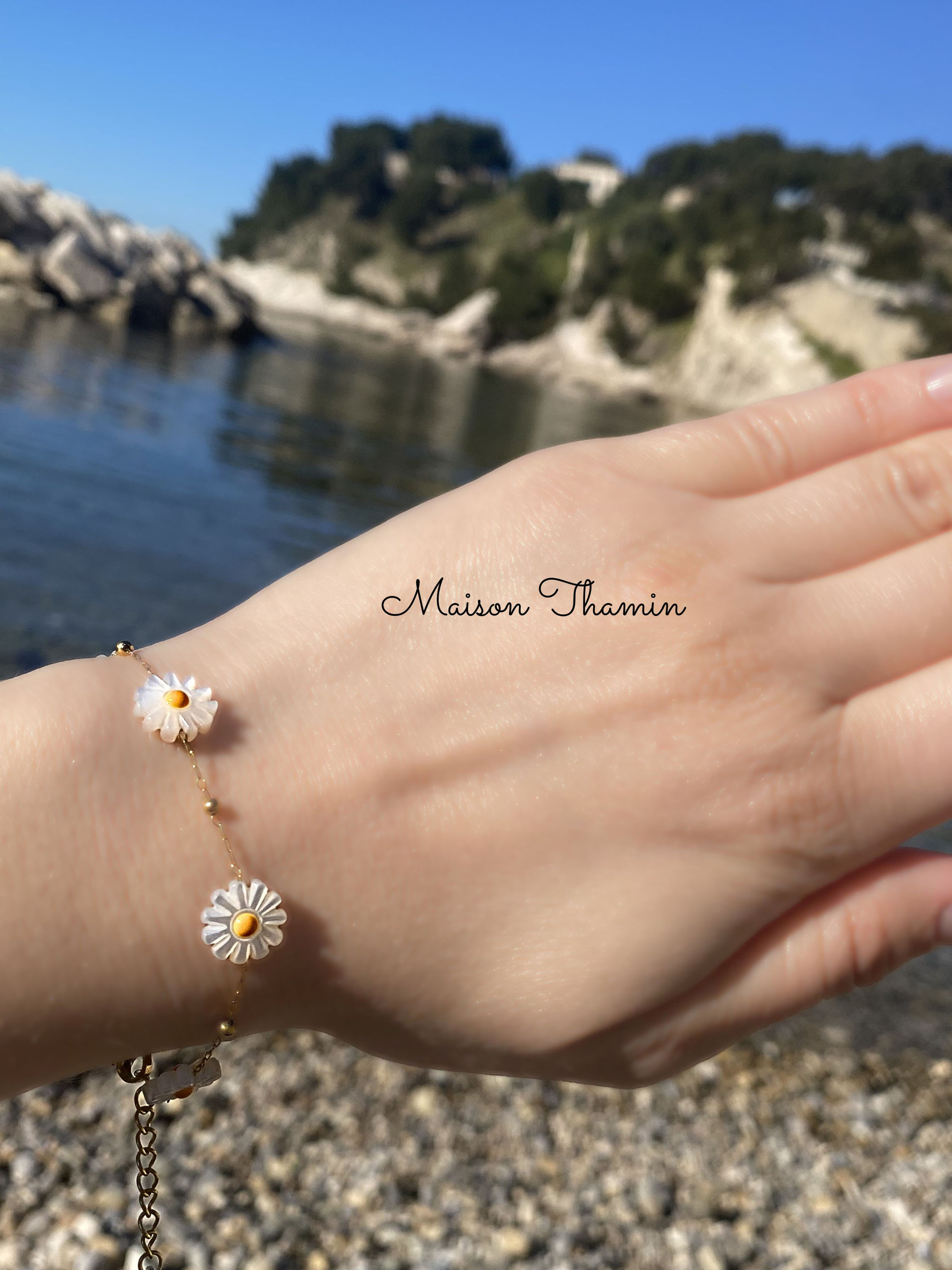 bracelet en inox marguerites